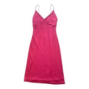 Maria Bianca Nero Pink Slip Dress Midi Spaghetti Strap V-Neck Small Fuchsia